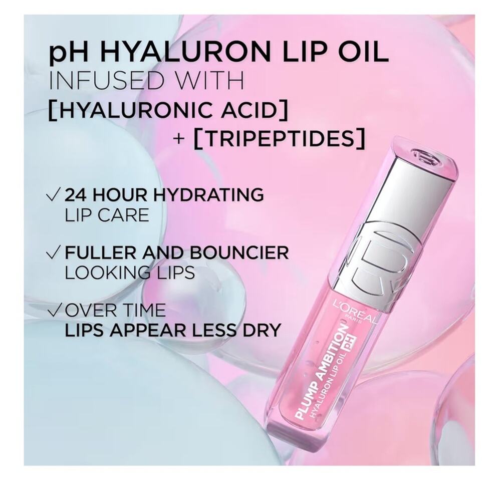 L'Oreal Paris Plump Ambition pH Hyaluron Lip Oil Color Shift Lip Tint 24HR NEW - Picture 4 of 5